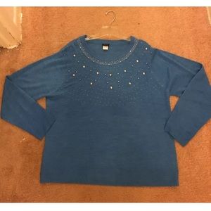 SALON STUDIO Knit TOP SWEATER PULLOVER BLUE Color
